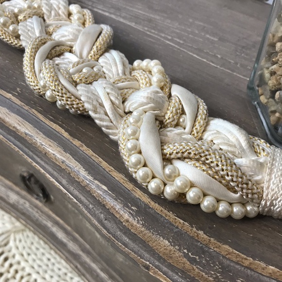 {Vintage} 80’s Braided Rope Pearl Belt Bridal - Picture 2 of 8